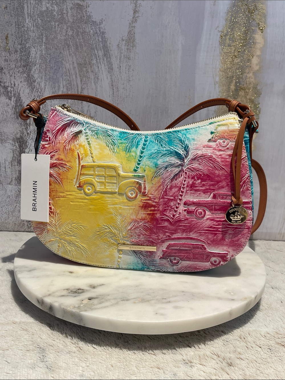 Brahmin Shayna Celebrate Copa Cabana Genuine Leather Convertible Shoulder Bag